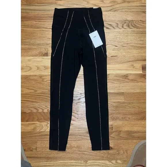 NIKE Women's YOGA Dri-FIT Yoga High-Waist 7/8 Metallic Trim Leggings NWT MEDIUM - Picture 2 of 8